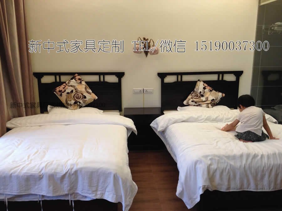 新中式客棧賓館家具床3