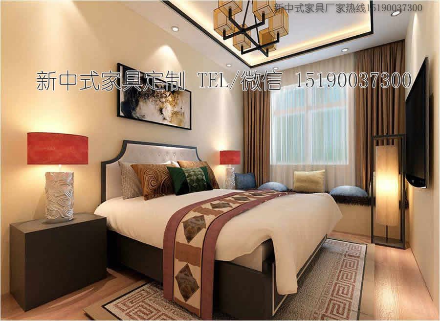 新中式客棧賓館家具床13