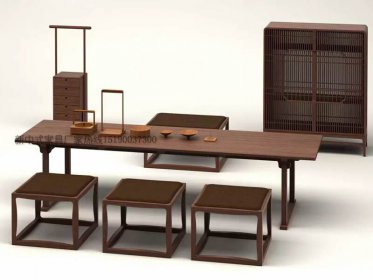 新中式茶桌椅組合現代中式實(shí)木泡茶桌樣板房家_新中式家具定制
