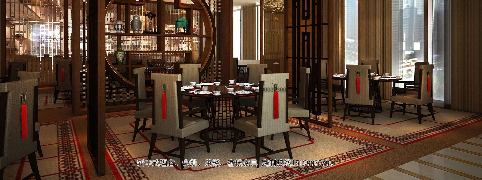 新中式酒店家具餐桌餐椅組合2