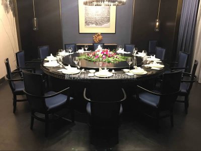 新中式電動(dòng)餐桌組合定制，現代中式實(shí)木餐桌椅高端定制，電動(dòng)餐桌高端定制