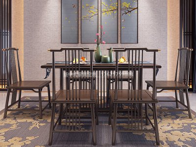 新中式餐桌椅組合JYG-CQS-1299